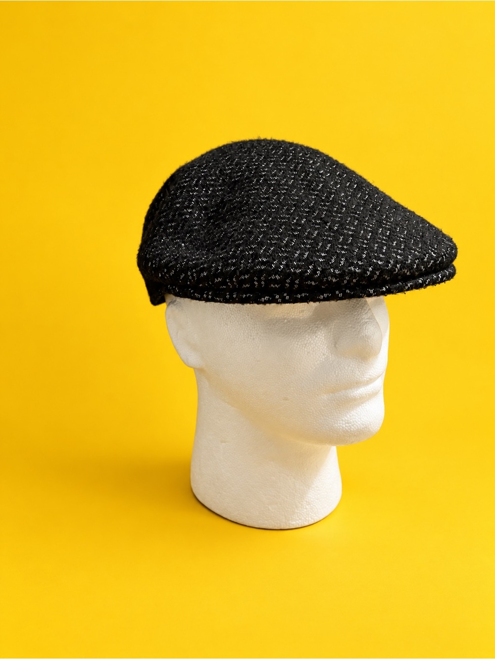 Kangol Black & White Textured Flat Cap
